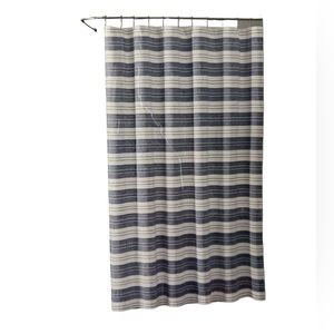 Serafina Home Fabric Shower Curtain Blue White Stripes Nautical New 72”WX 72” L